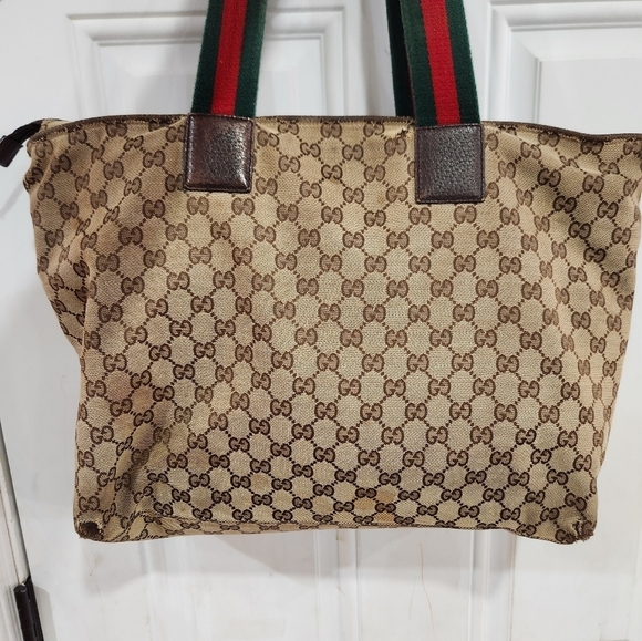 🔹️ GUCCI🔹️ Vintage sherry line large tote  bag ✨️ - Picture 3 of 17